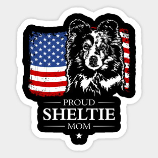 Proud Sheltie Mom American Flag patriotic gift dog Sticker